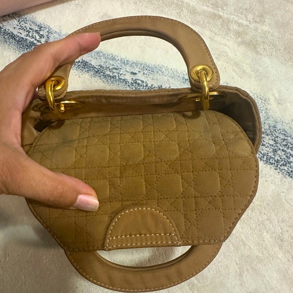 Authentic Mini Lady Dior in Nylon Beige double top handles with Strap - Picture 7 of 11